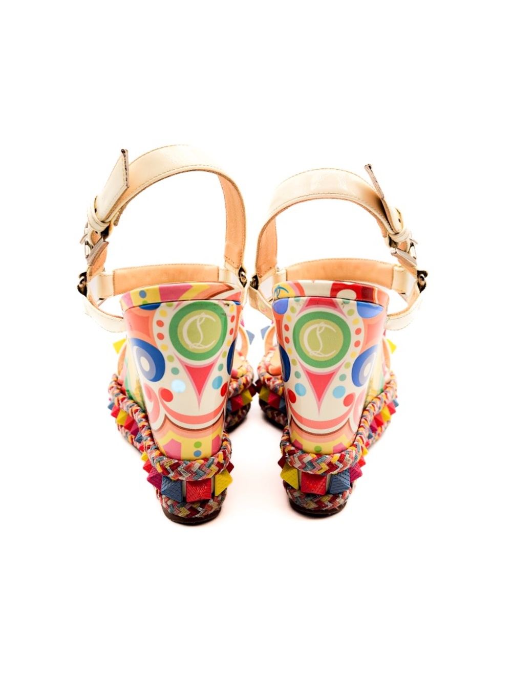 Christian Louboutin Leather Pyraclou 110 Studded Platform Sandals EU 37 - Picture 4 of 7